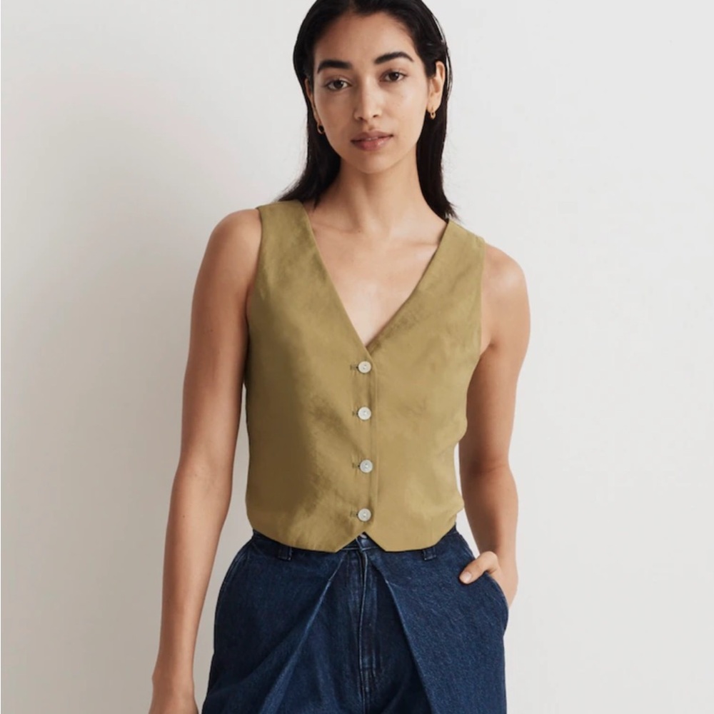 Madewell Katrina crop vest top NWOT in tawny olive size 4